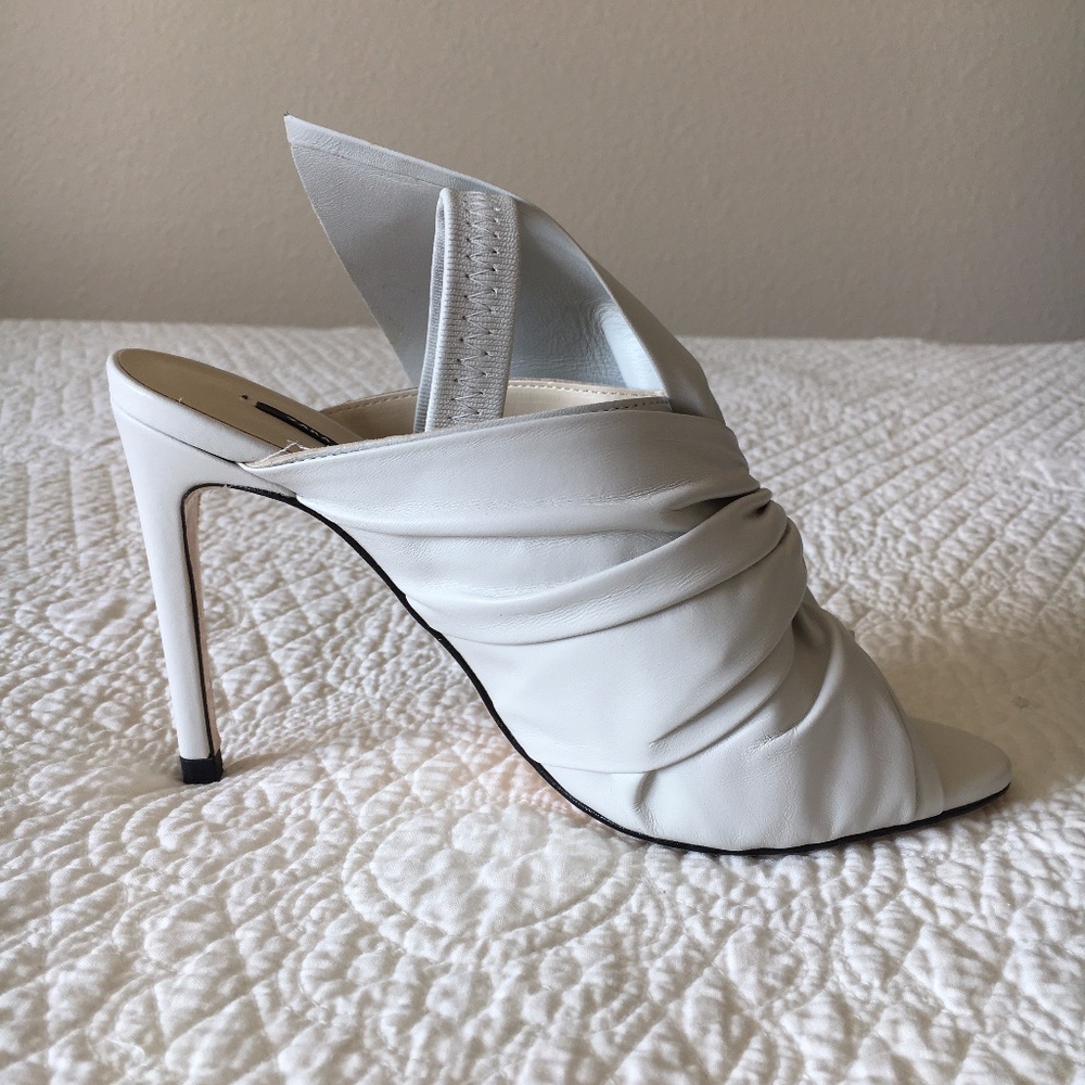 Zara Leather Sandals Heels Shoes with Bow Womens 6.5 - Picture 15 of 16